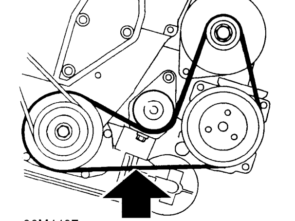 Drive belt - alternator - k series - with air conditioning – Check condition of drive belt, renew a drive belt that shows signs of wear or splitting.