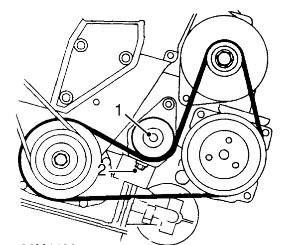 Drive belt - alternator - k series - with air conditioning – Apply a force of 10 kg to the drive belt at position X and measure the deflection between 