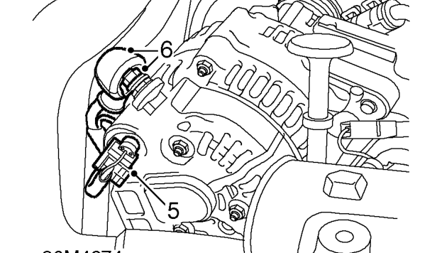 Alternator - ’l’ series – Release 2 clips securing intercooler top hose, and remove hose.