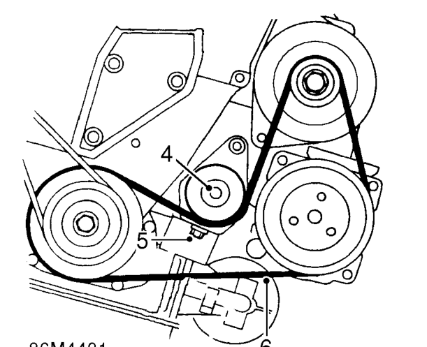 Drive belt - alternator - ’k’ series with air conditioning – Remove PAS drive belt. See STEERING, Repairs.