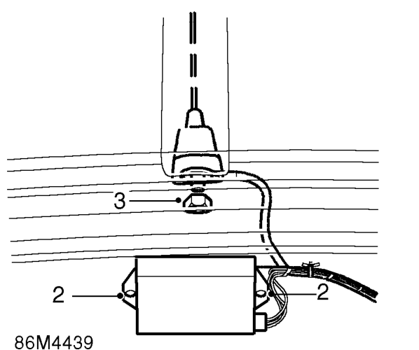Aerial - 3 door – Remove headlining. See BODY, Interior trim components.