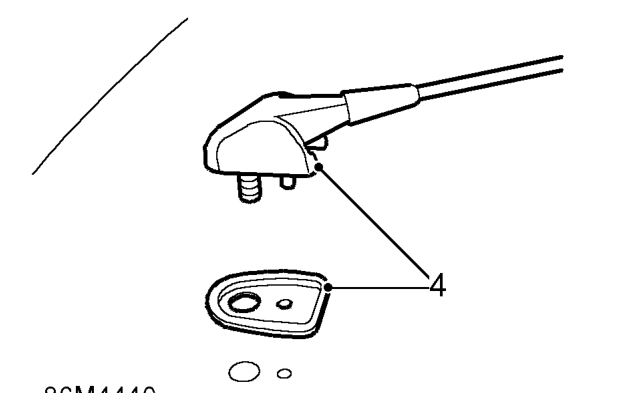 Aerial - 3 door – Remove nut securing coaxial cable to aerial base.