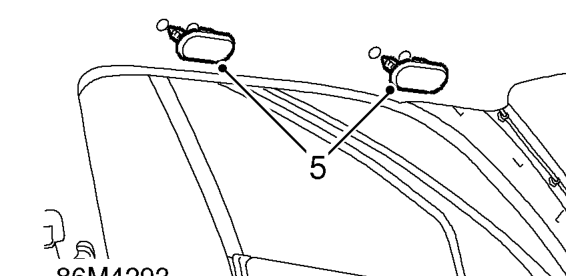 Coaxial lead - aerial - 5 door – Remove stud securing front edge of head lining.