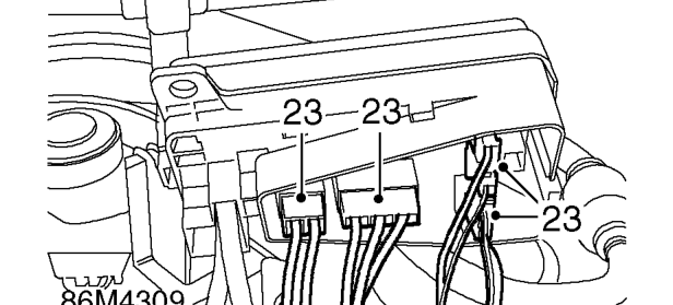 All models: – Disconnect 4 multiplugs from engine harness.