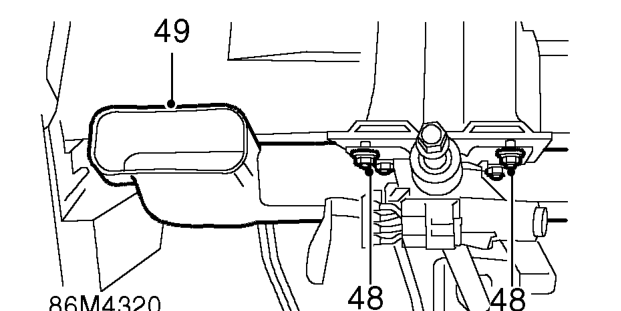 All models: – Remove nut from rear heater ducting and remove ducting.