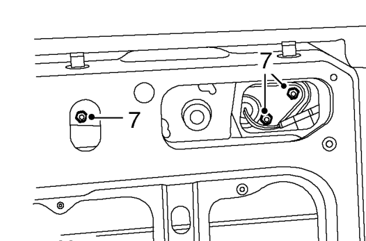 Harness - tail door – Disconnect rear washer tube from behind spare wheel carrier.