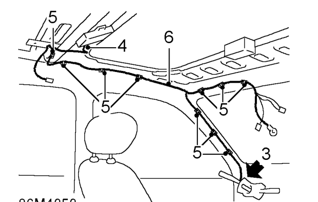 Harness - interior lights – Remove headlining. See BODY, Interior trim components.