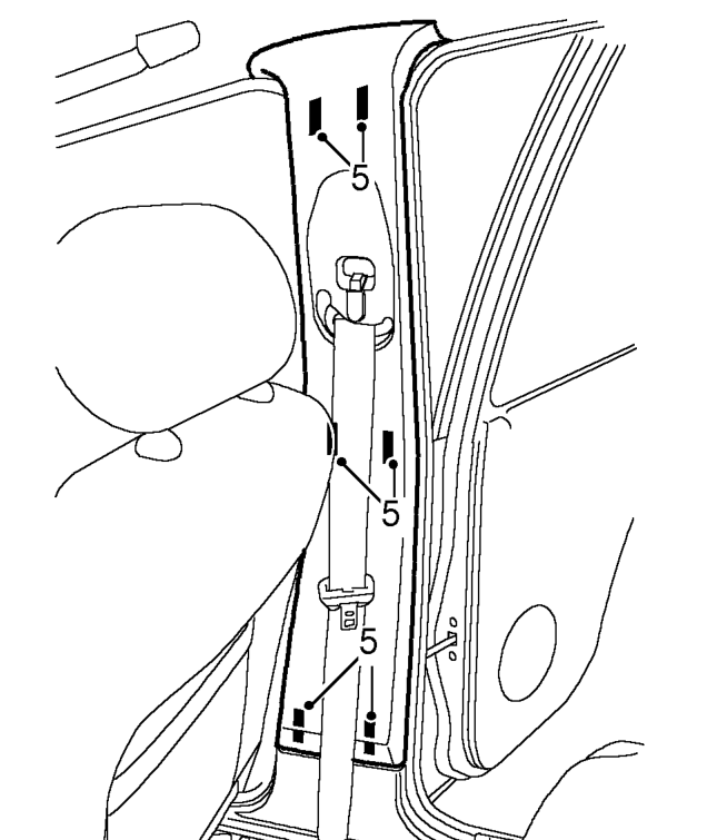 Harness - rear door – Release 5 clips securing door harness to door.