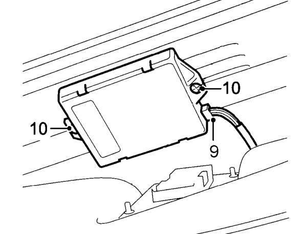 Sensor - volumetric - alarm system - 5 door – Carefully lower headlining to gain access to volumetric sensor.