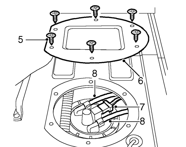 Tank unit assembly - diesel – Raise luggage and passenger compartment carpets for access to panel.