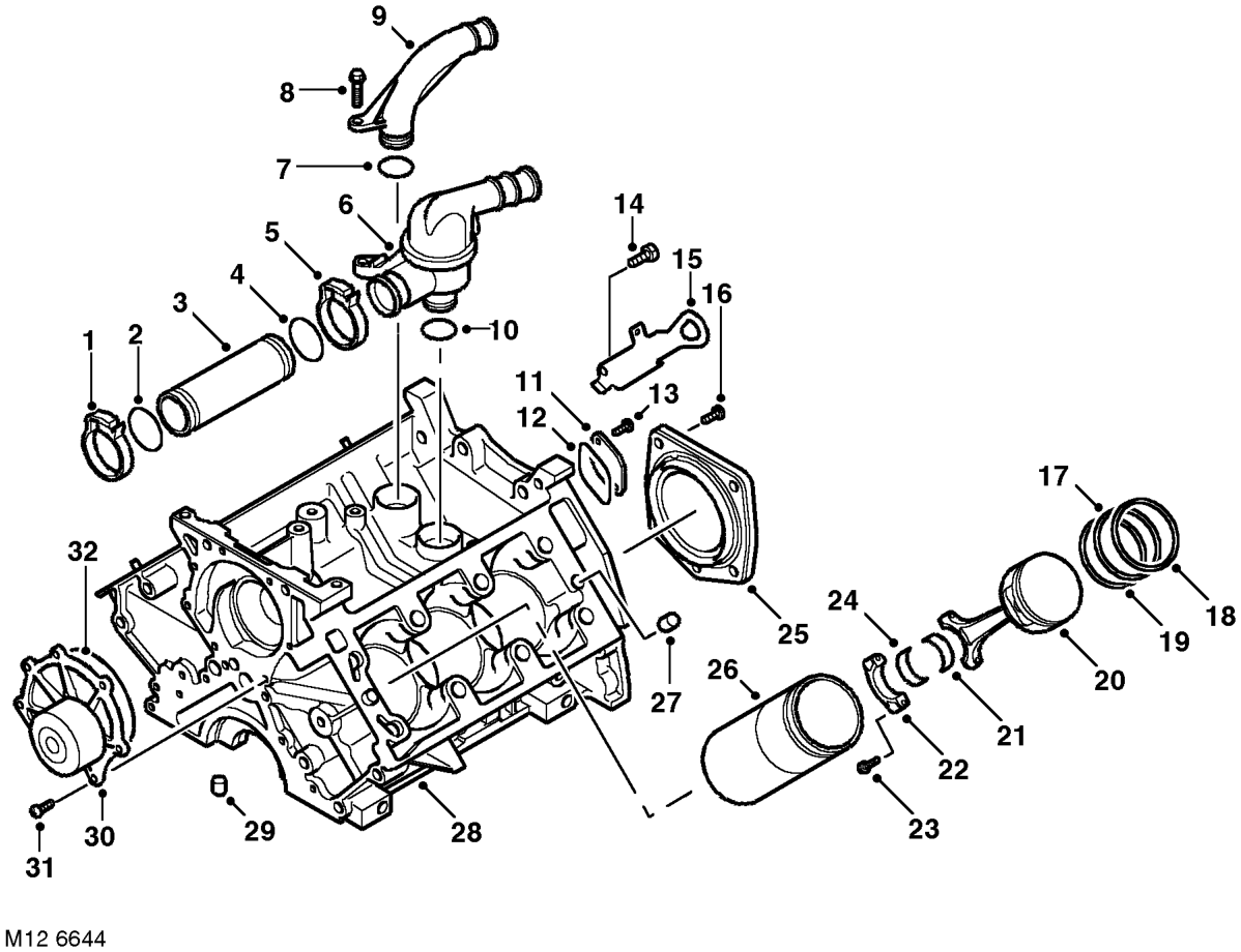 Kv6 engine – cylinder block components