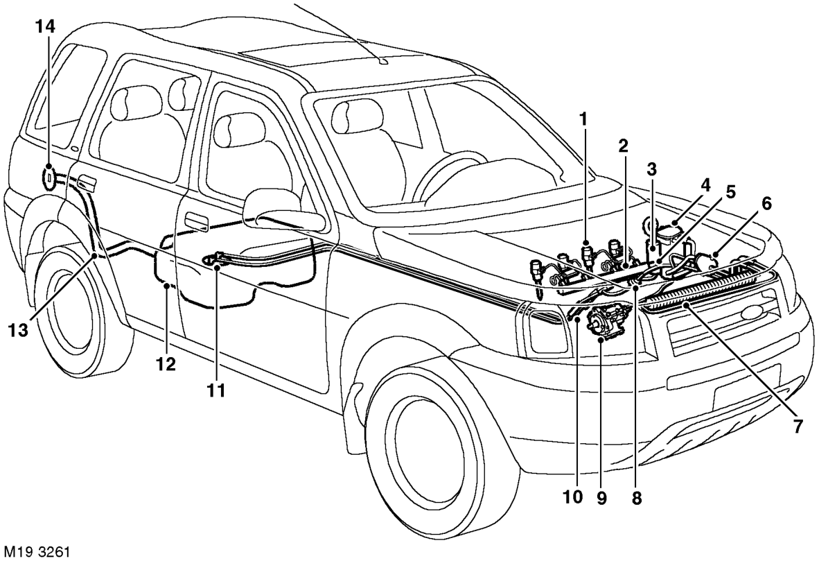 Fuel delivery system component layout – FUEL DELIVERY SYSTEM - Td4DESCRIPTION AND OPERATION