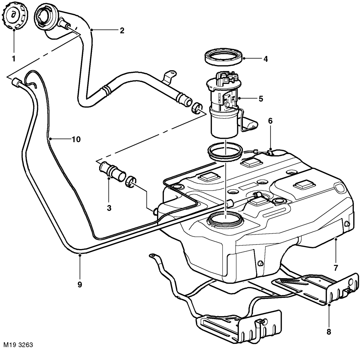 Fuel tank – The major components of the fuel delivery system comprise a fuel tank, a HP fuel injection