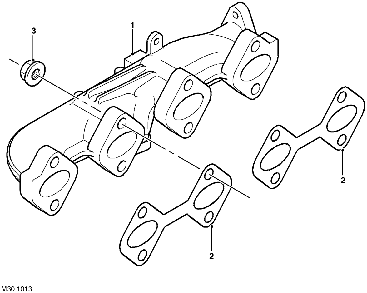 Exhaust manifold component layout – MANIFOLD AND EXHAUST SYSTEM - Td4DESCRIPTION AND OPERATION