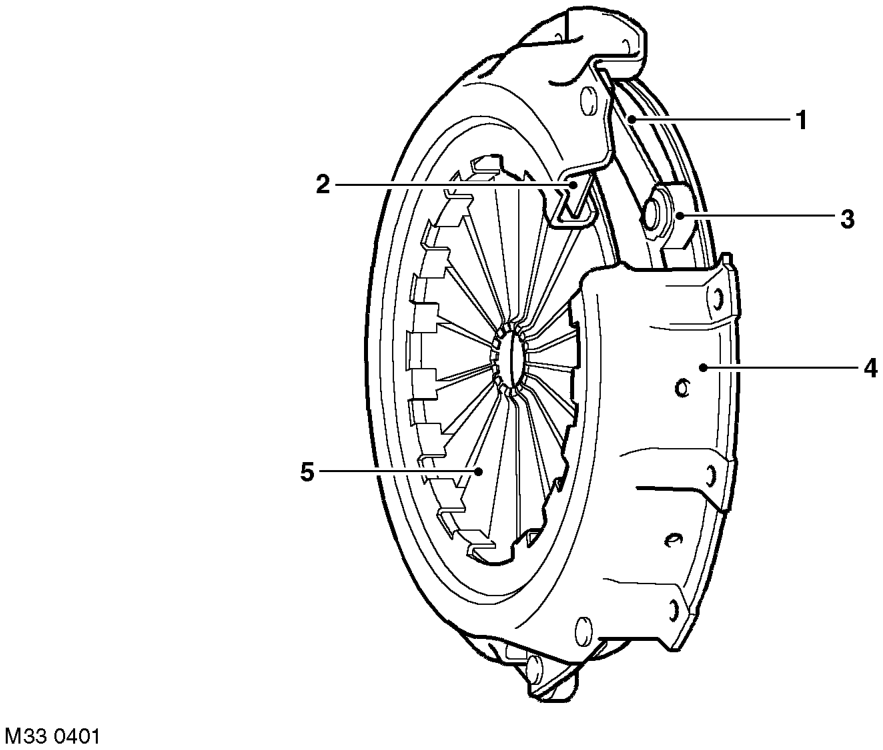 Clutch cover assembly – The operating face of the flywheel is machined to provide a smooth surface for the clutch 