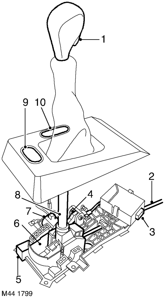 Gear selector lever assembly – The selector lever is attached to a gimbal mounting which allows gear selection of PRND421