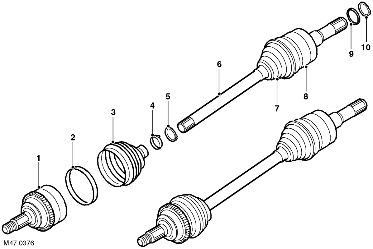 Rear drive shaft components