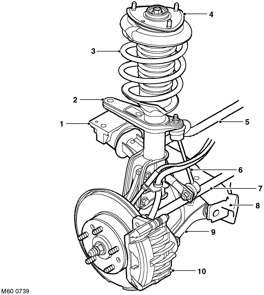 Front suspension component location – FRONT SUSPENSIONDESCRIPTION AND OPERATION