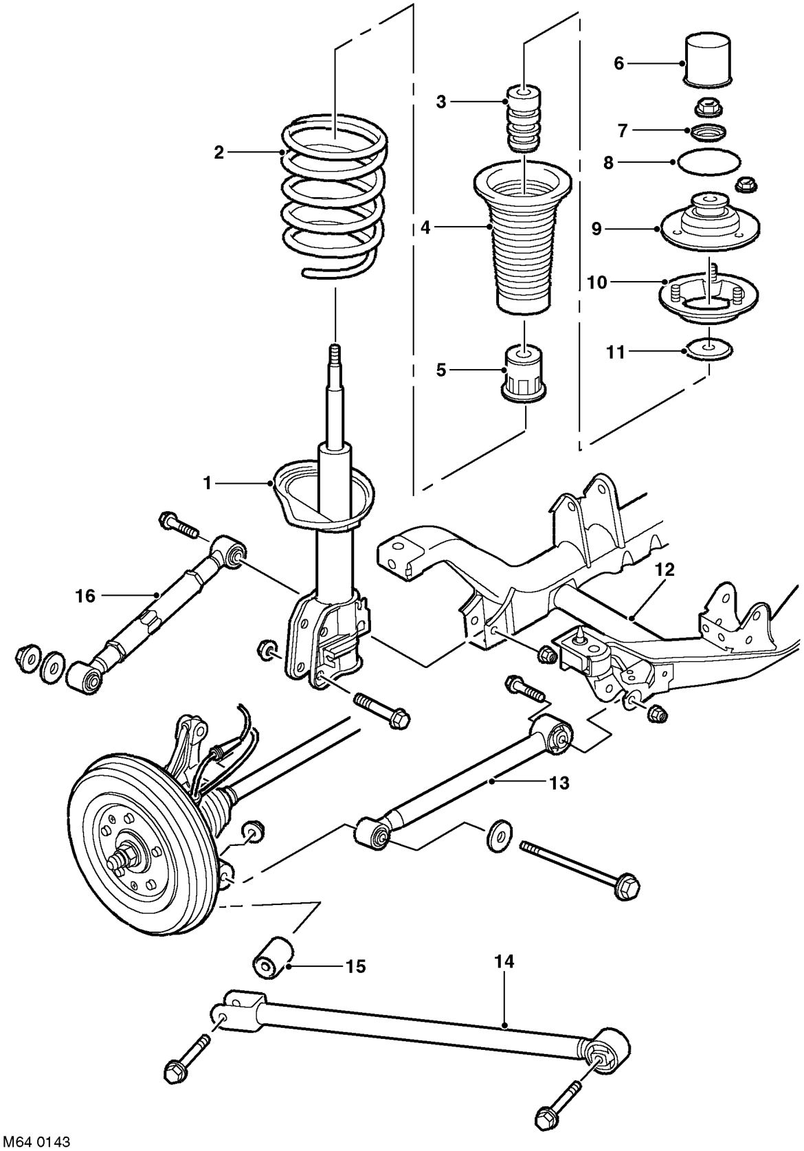 Rear suspension component detail