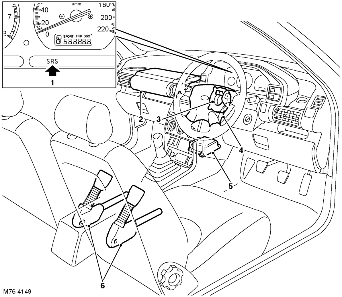 Srs component layout – RESTRAINT SYSTEMSDESCRIPTION AND OPERATION