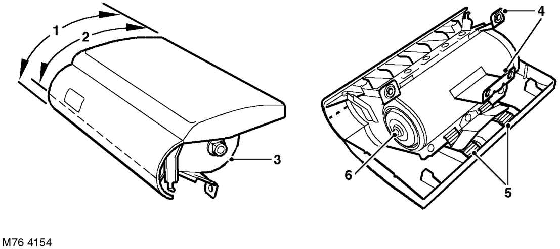 Passenger's airbag module components – 4 Housing 5 Fixing