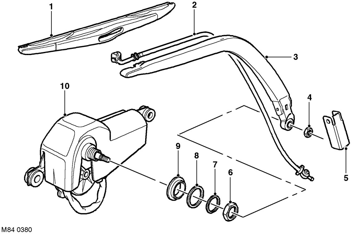 Rear screen wiper components