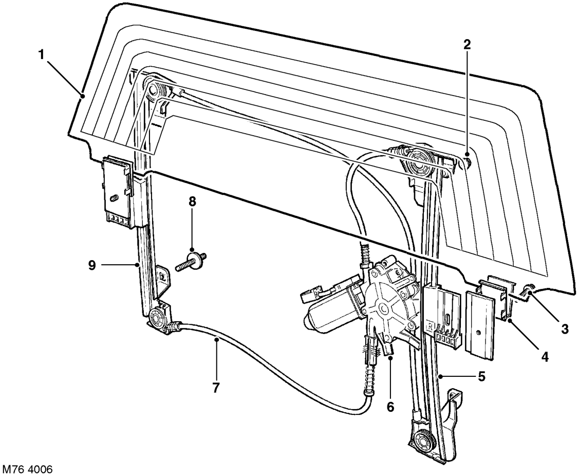 Tail door window regulator – The motor incorporates a movement sensor that supplies a position feedback signal to the C