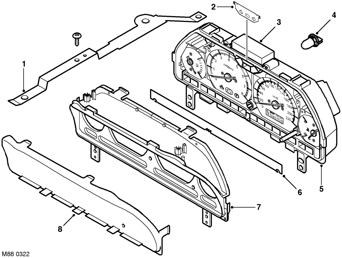 Instrument pack components - exploded view