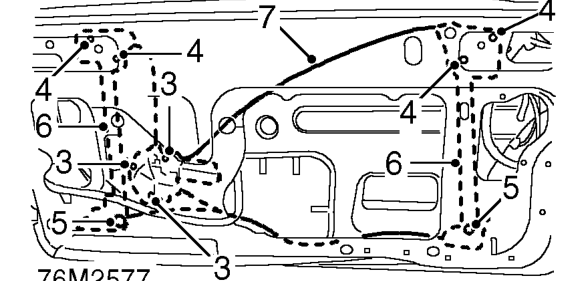 Regulator - rear screen – Disconnect multiplug from regulator motor.