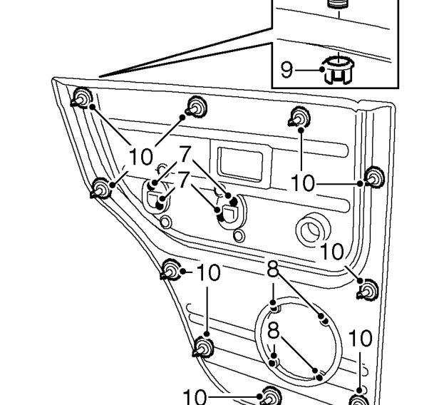Casing - rear door – Do not carry out further dismantling if component is removed for access only.