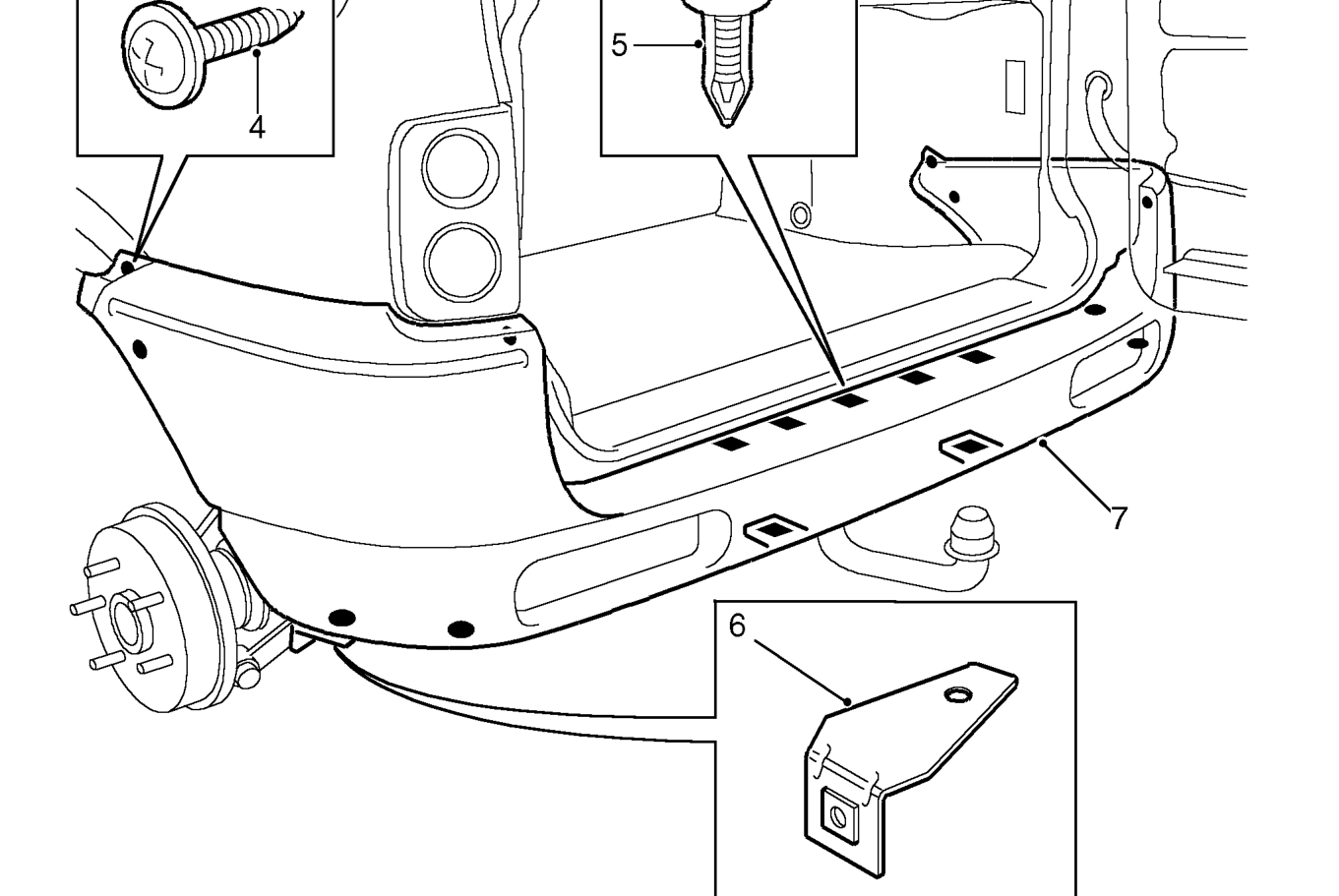 Bumper valance - rear – Remove rear wheel arch extensions. See this section.