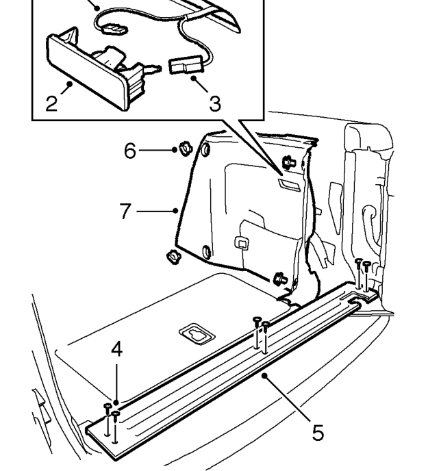 Casing - rear quarter lower - 3 door – Release rear seat squab and fold seat forward.