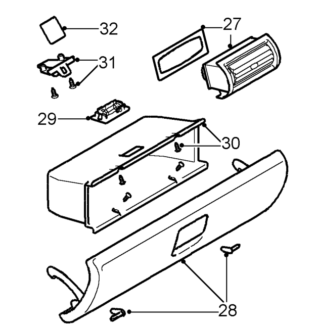 All models: – Remove 4 screws from centre bracket and remove bracket.