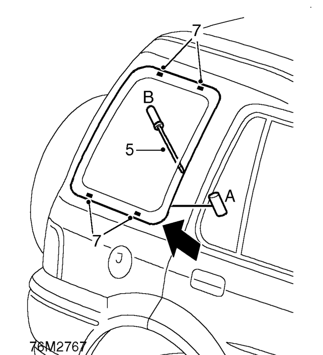 Glass - body side - rear – Cover interior of vehicle with protective sheet.