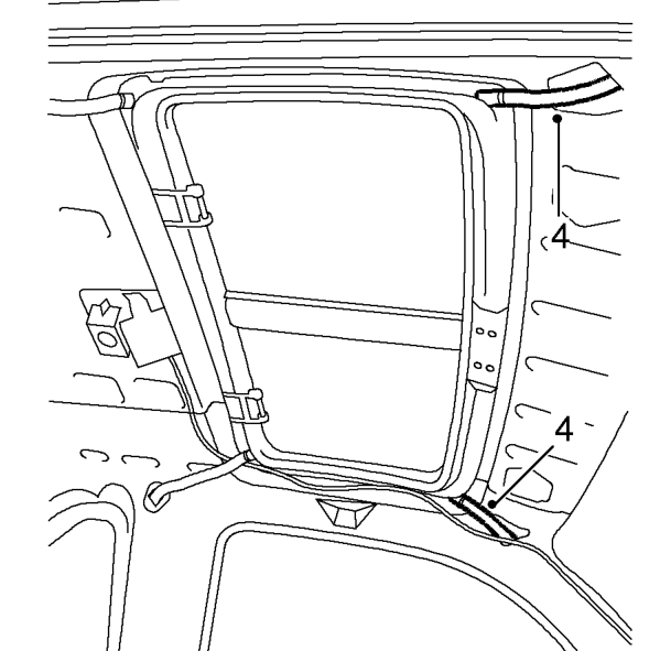 Drain tube - sun roof - front - 5 door – Release drain tube from wheel arch grommet.