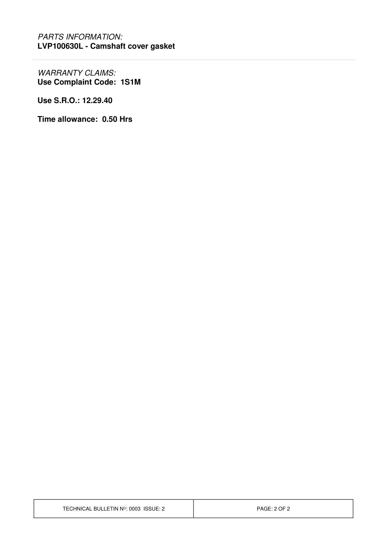 Oil Leak From Camshaft Cover To Camshaft Carrier Joint – bulletin page 2