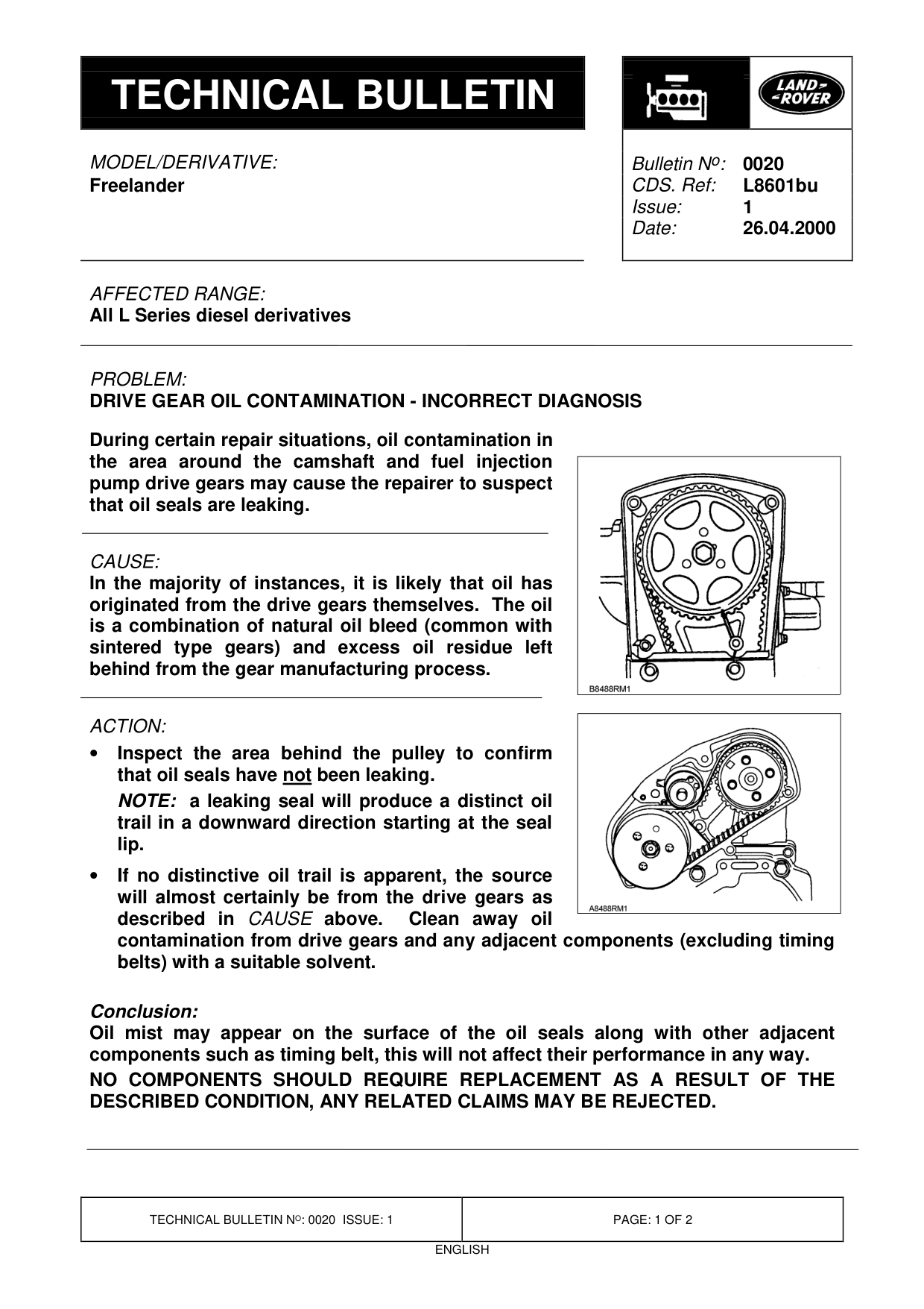 Drive Gear Oil Contamination - Incorrect Diagnosis – bulletin page 1