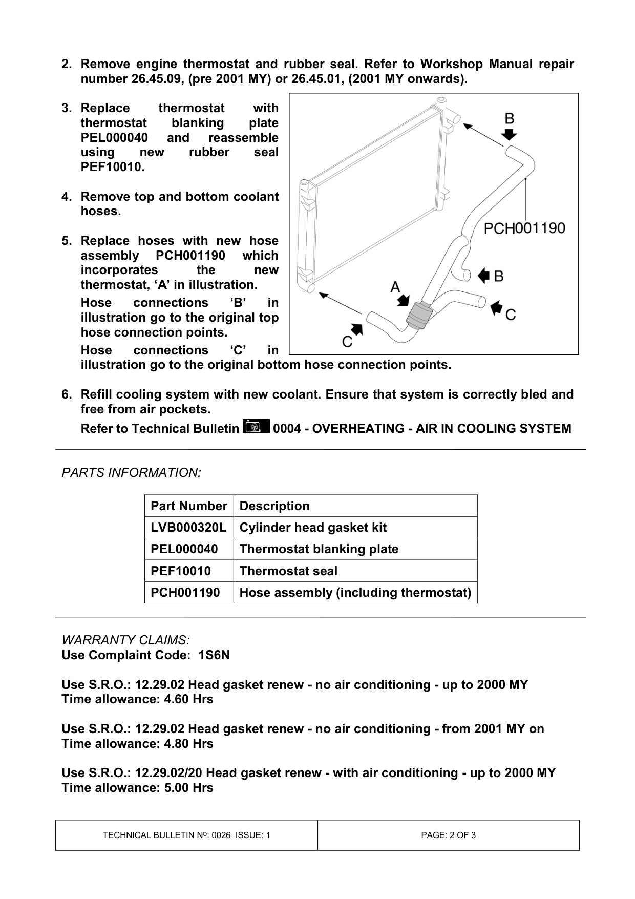 Coolant Leakage - Cylinder Head Gasket Failure – bulletin page 2