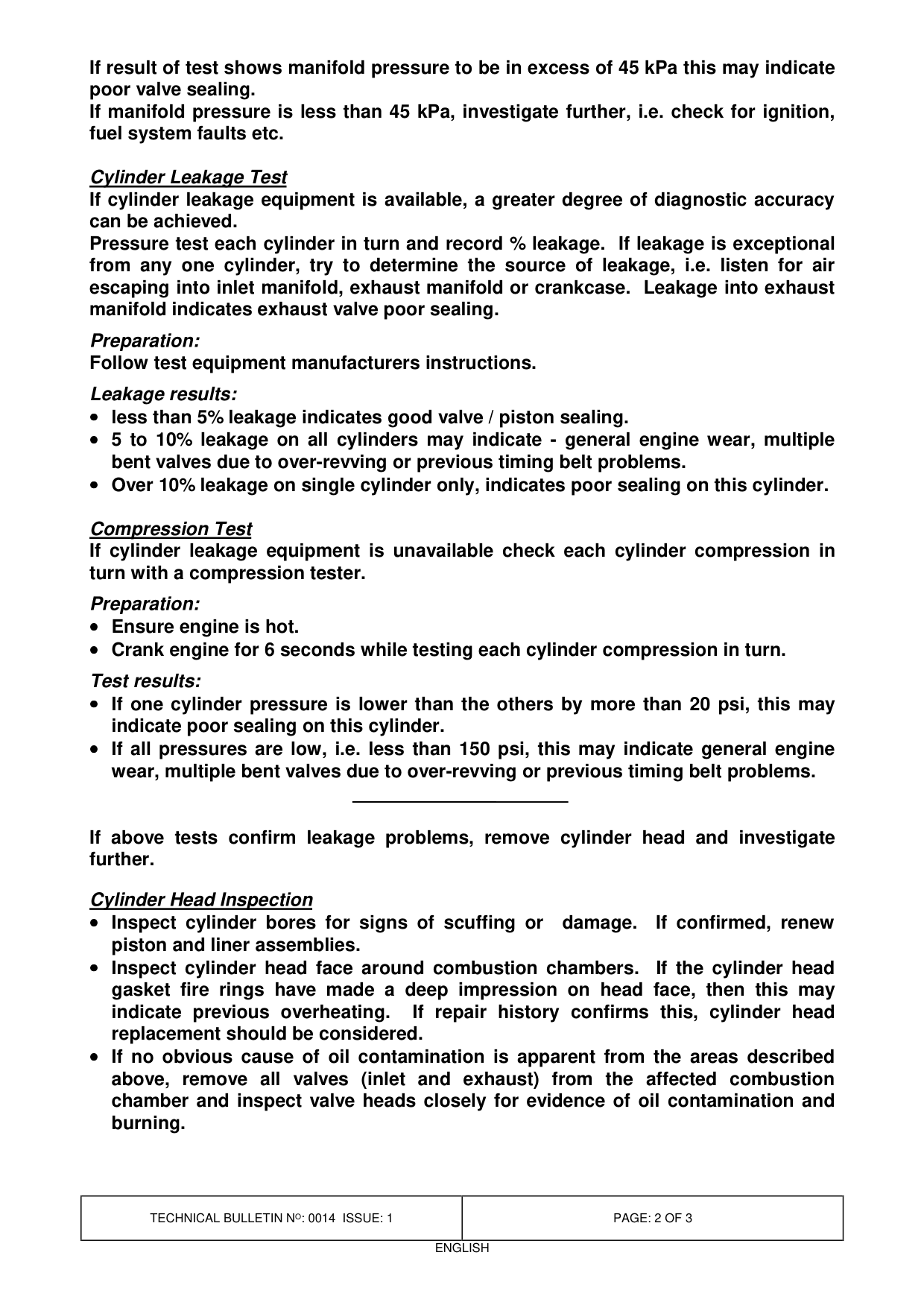 Exhaust Valve Burnt - Oil Contamination – bulletin page 2