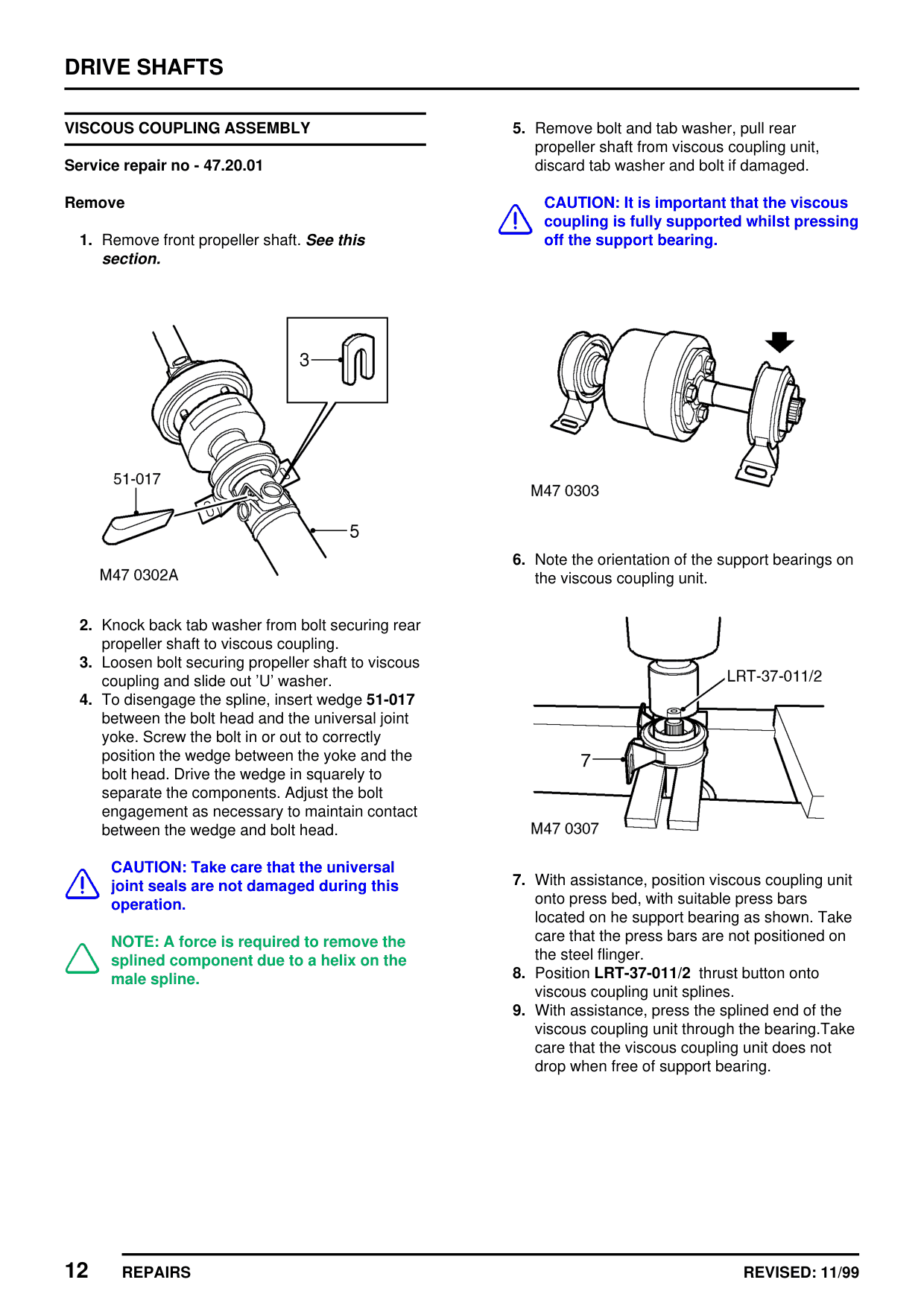 Propeller Shaft Assembly – Repairs – bulletin page 8