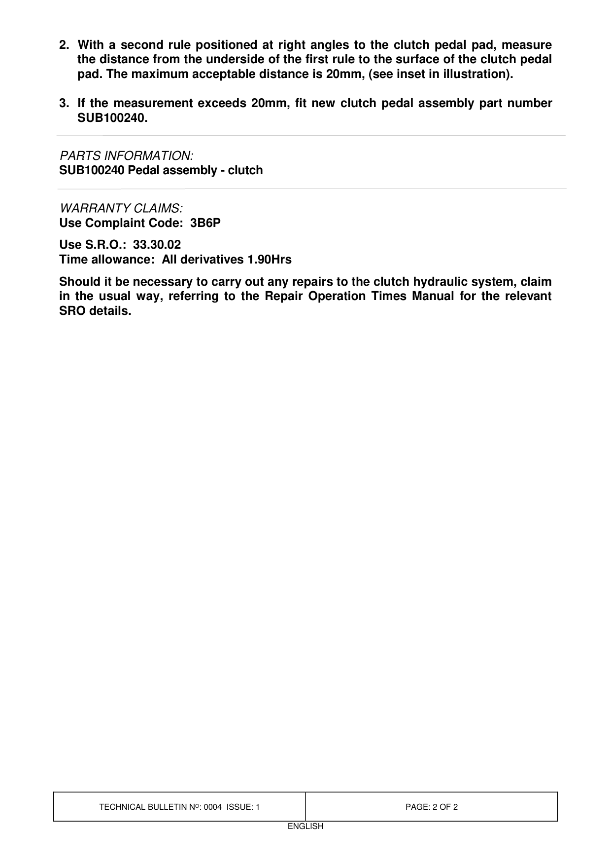 Difficult Gear Engagement - Clutch Pedal – bulletin page 2