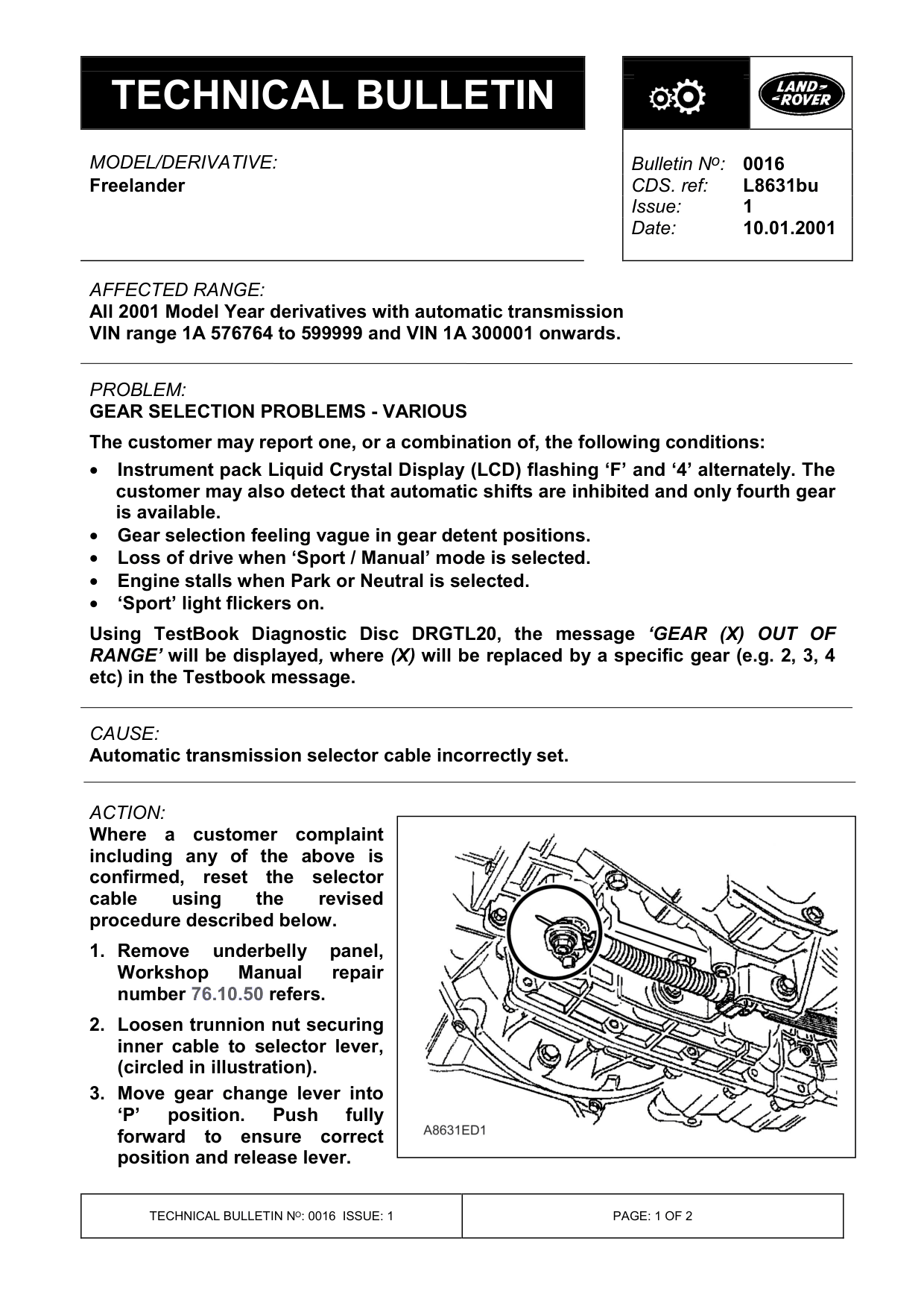 Gear Selection Problems - Various – bulletin page 1