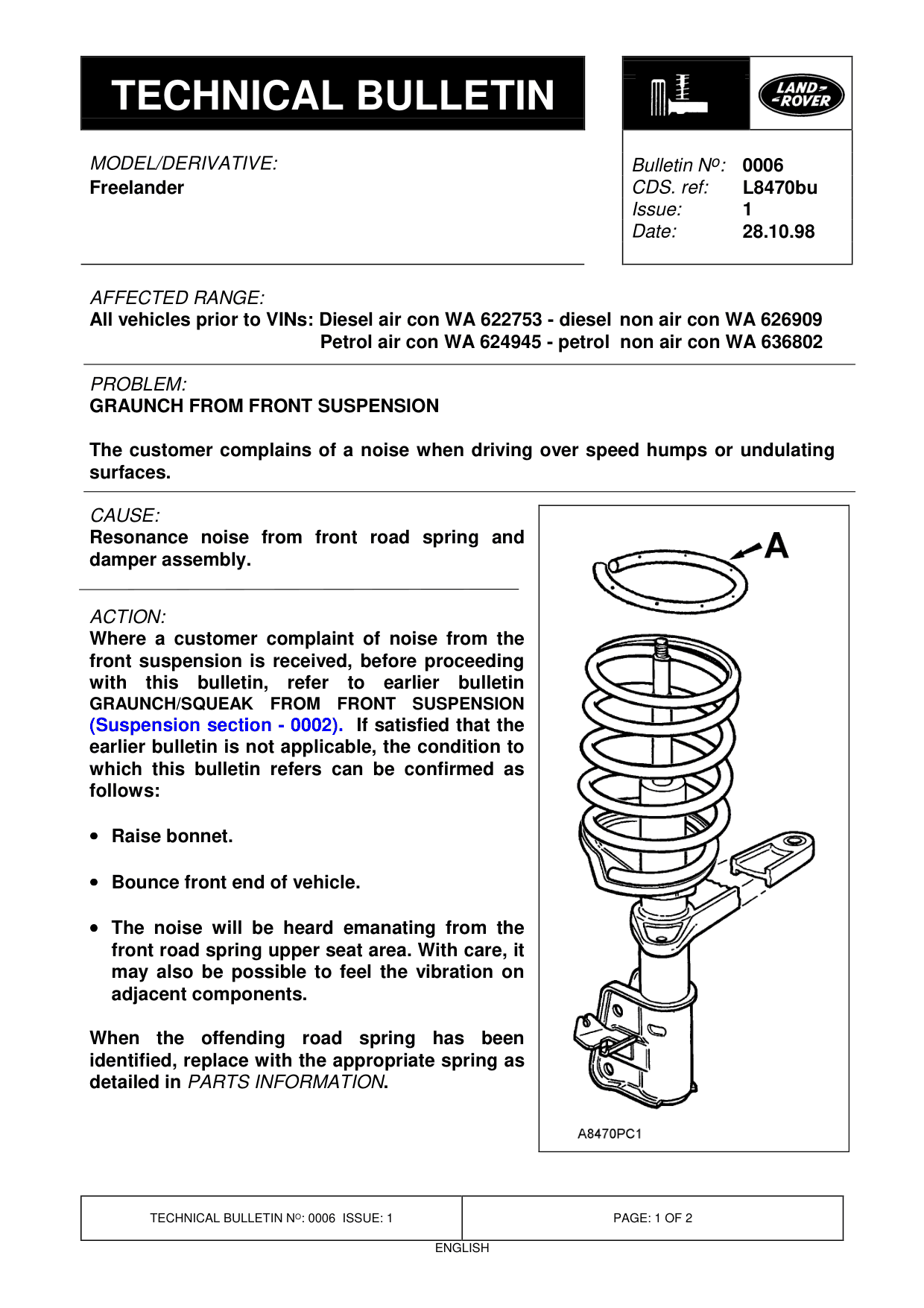 Graunch From Front Suspension – bulletin page 1