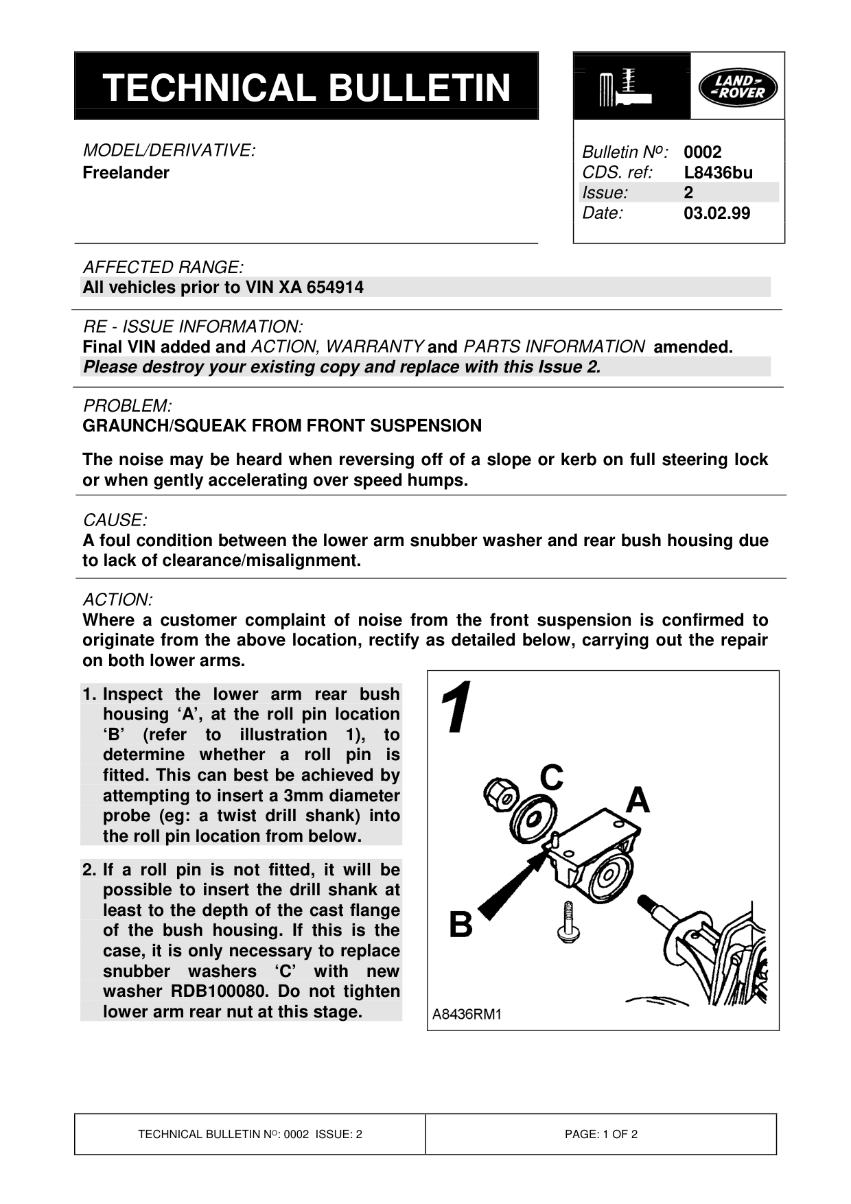 Graunch/Squeak From Front Suspension – bulletin page 1
