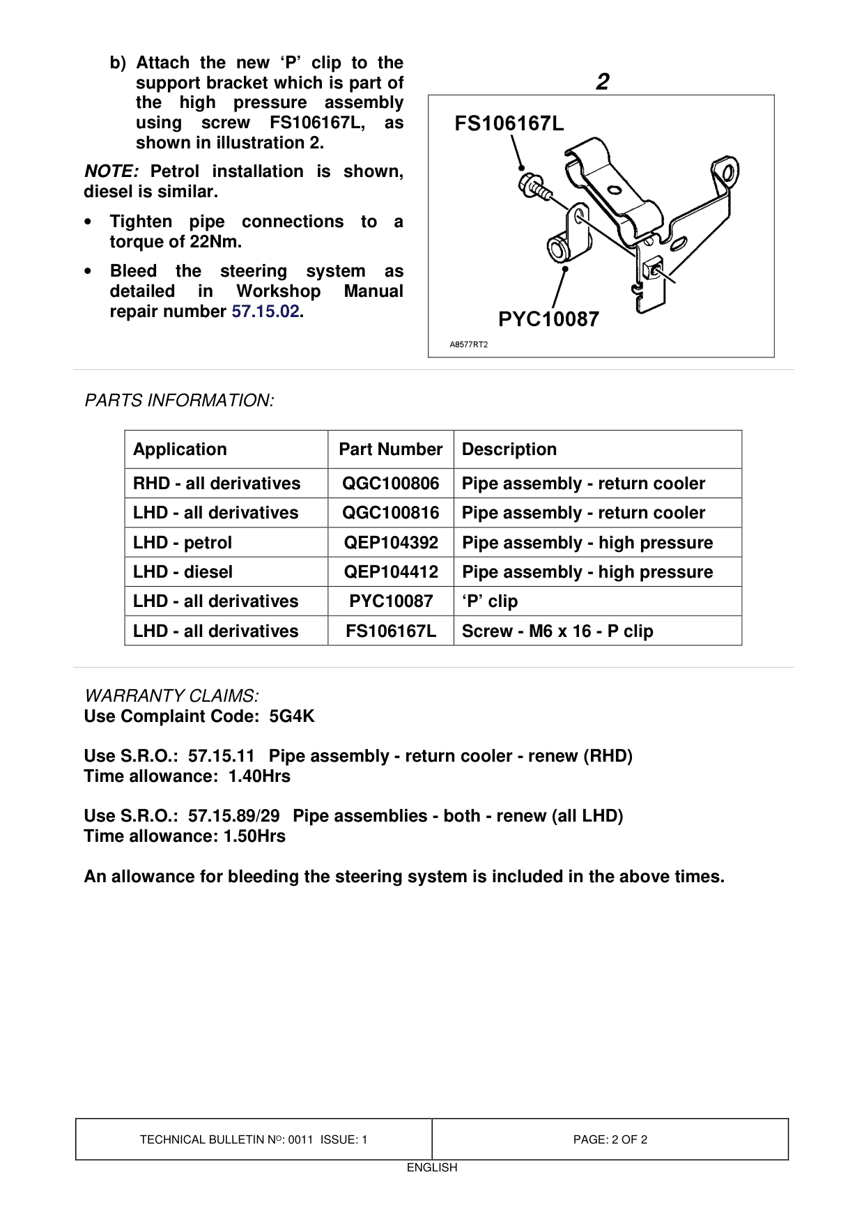 Knocking Noise Within Steering System – bulletin page 2