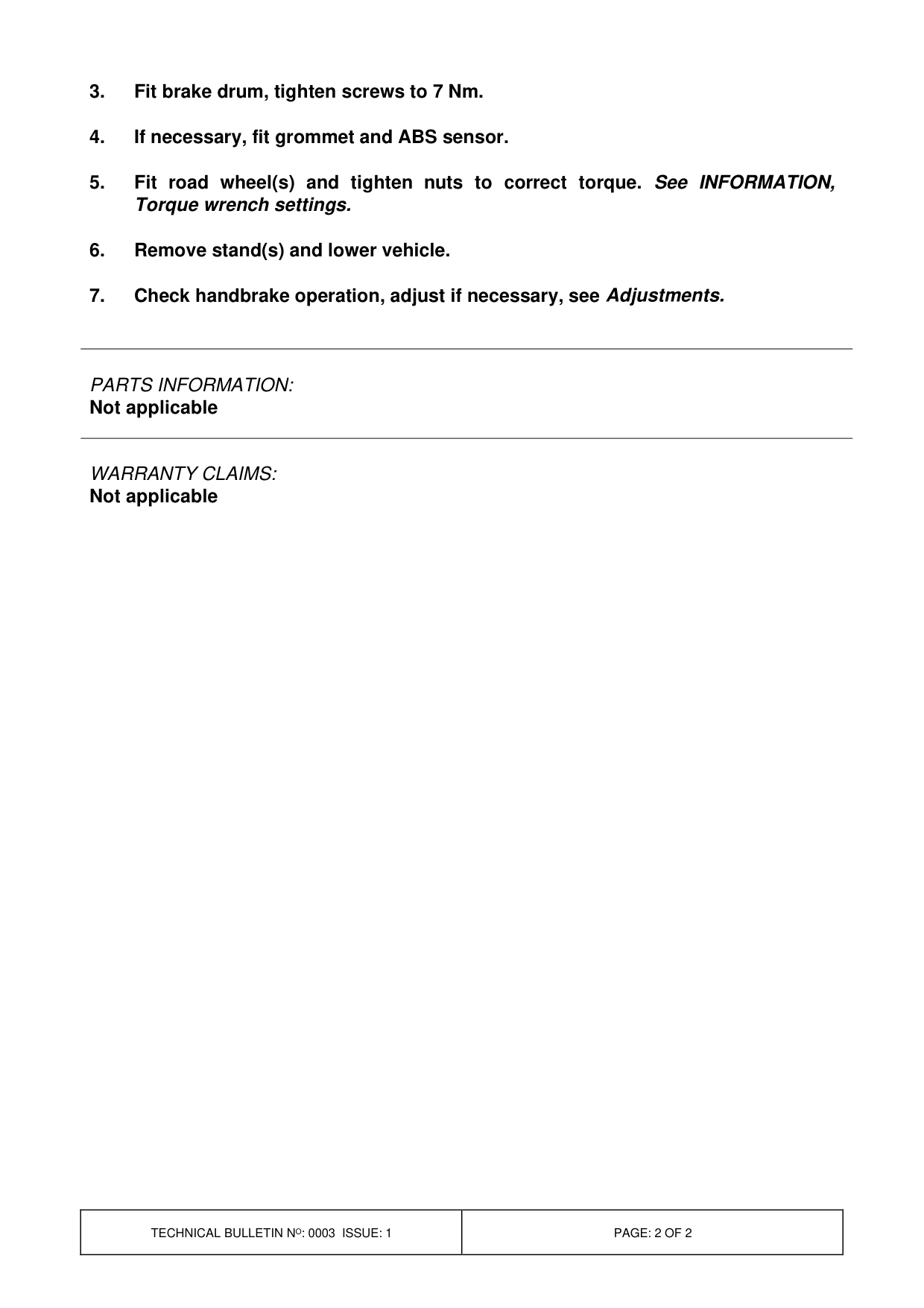 Rear Brake Drum Difficult To Refit – bulletin page 2