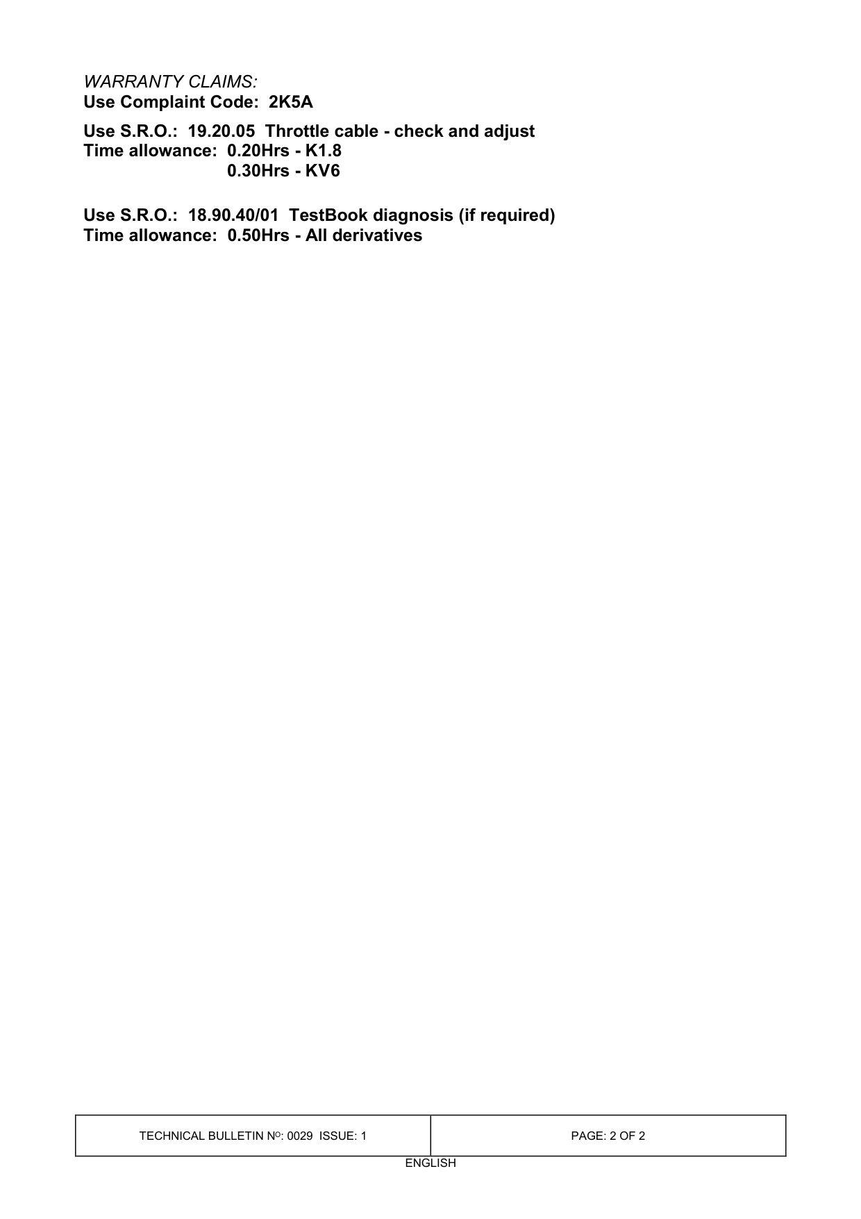 Hill Descent Control (Hdc) Warning Light Illuminated - Throttle Cable – bulletin page 2