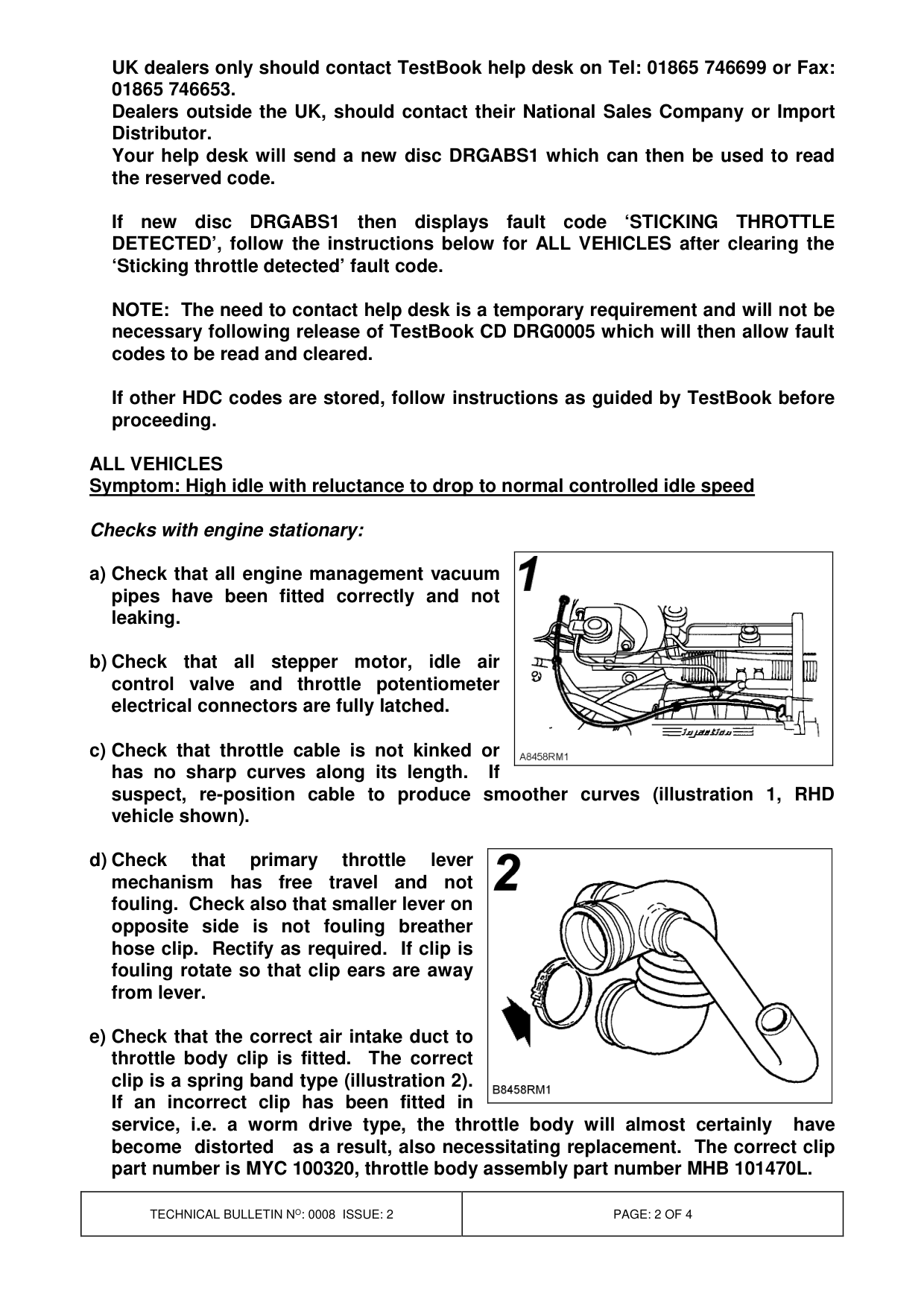 Engine Idle Speed High / Hdc Light On - Various – bulletin page 2