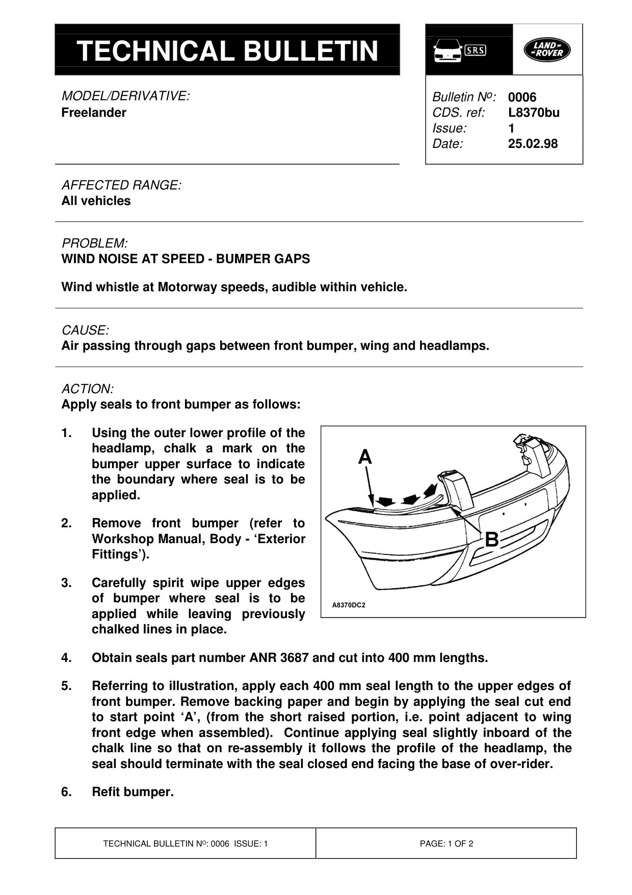 Wind Noise At Speed - Bumper Gaps – bulletin page 1
