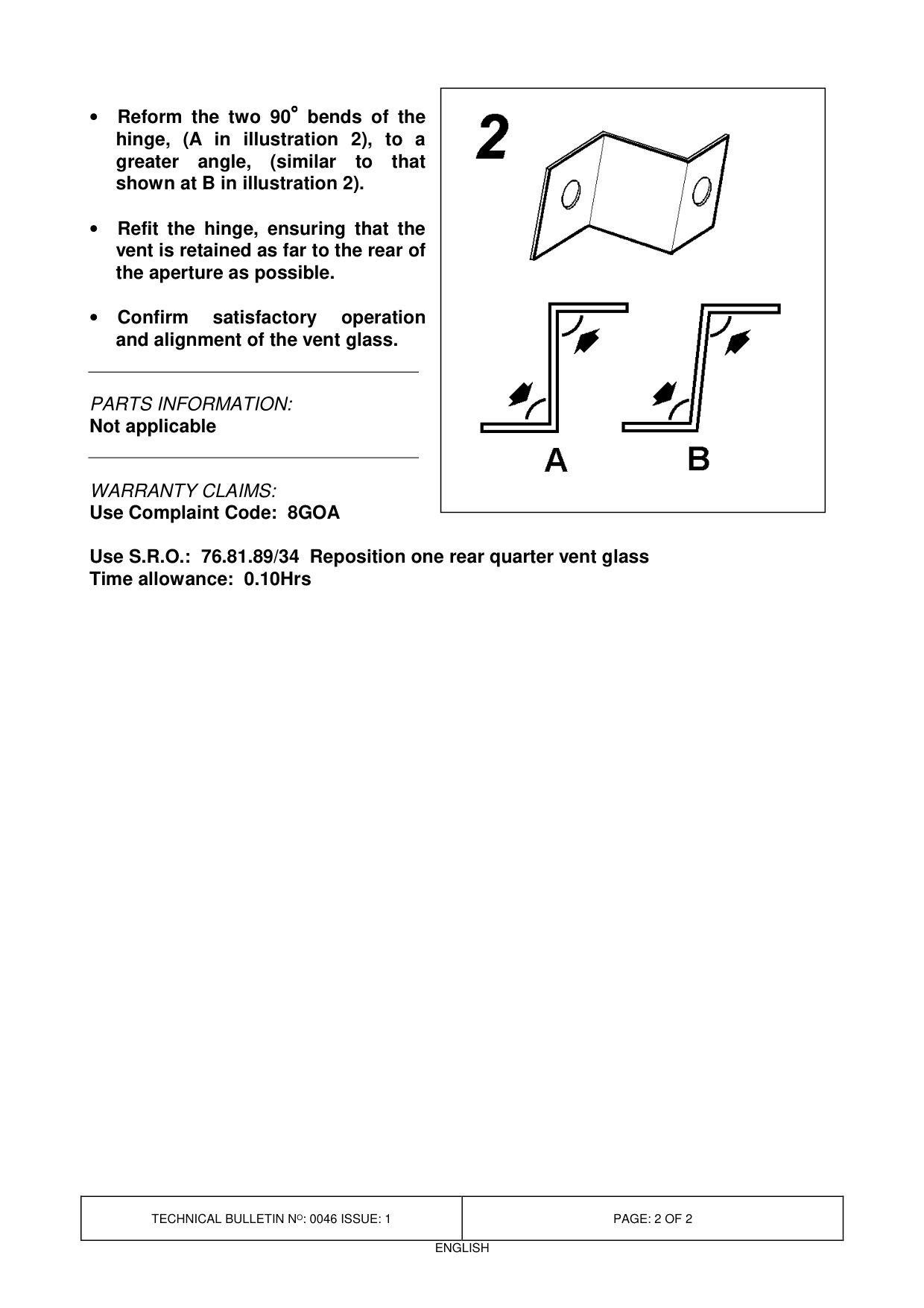 Involuntary Opening Of Rear Quarter Vent – bulletin page 2